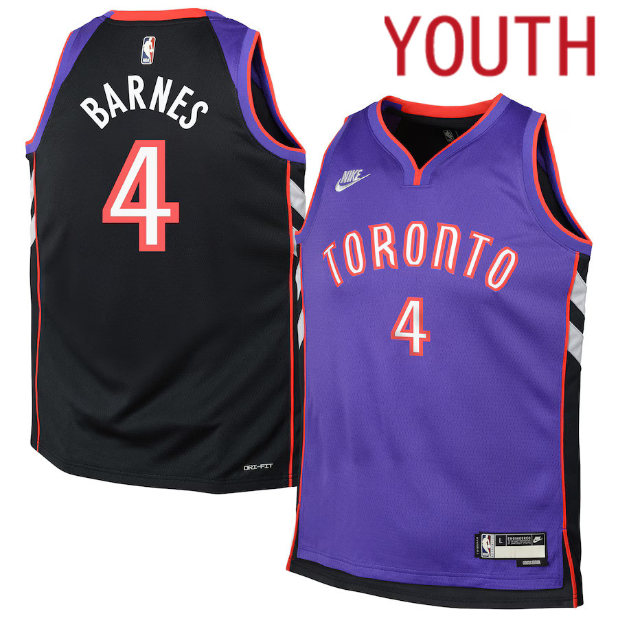 Youth Toronto Raptors #4 Scottie Barnes Nike Purple 2024-25 Swingman NBA Jersey->houston rockets->NBA Jersey